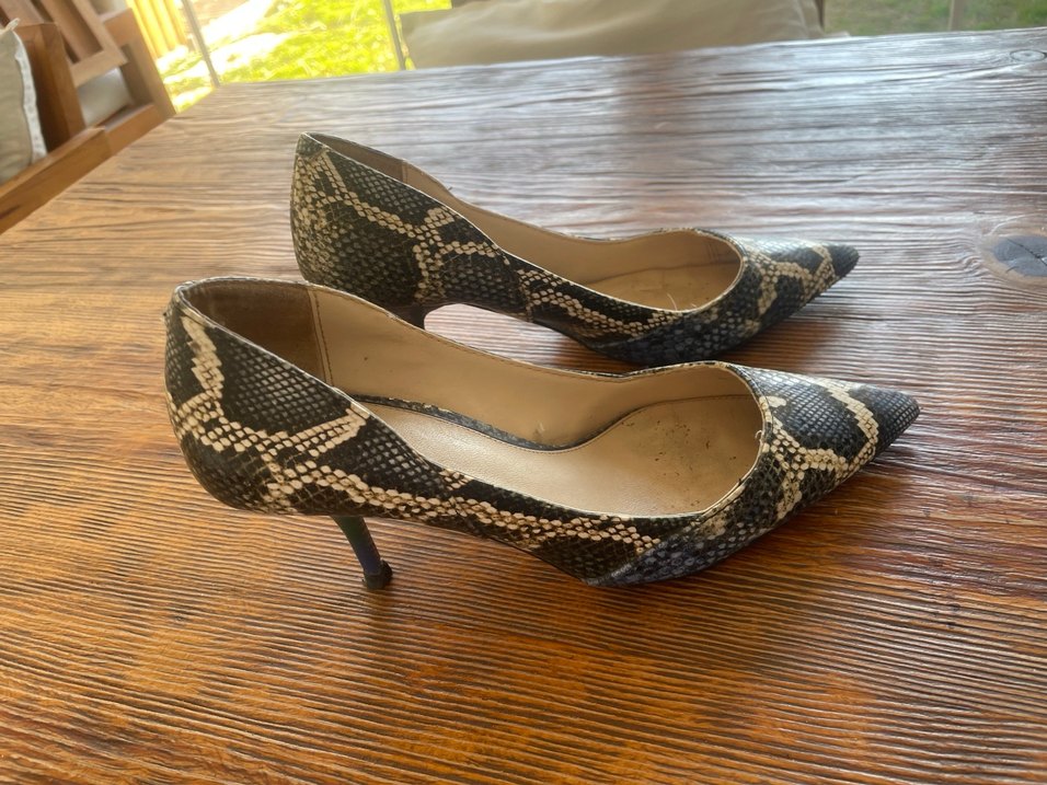 Mavi Yılan Desenli Stiletto Kadın Ayakkabı - Görsel 4