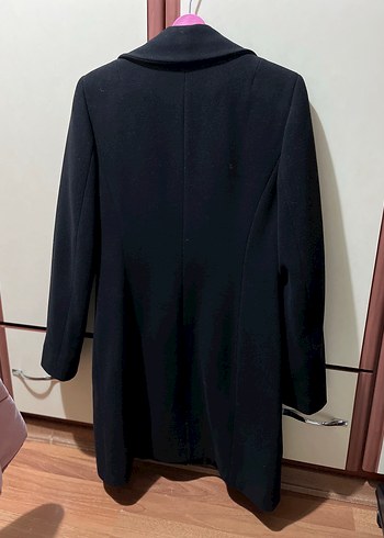 Düğmeli Siyah Uzun Kadın Kaban - Görsel 10