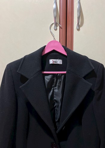 Düğmeli Siyah Uzun Kadın Kaban - Görsel 8