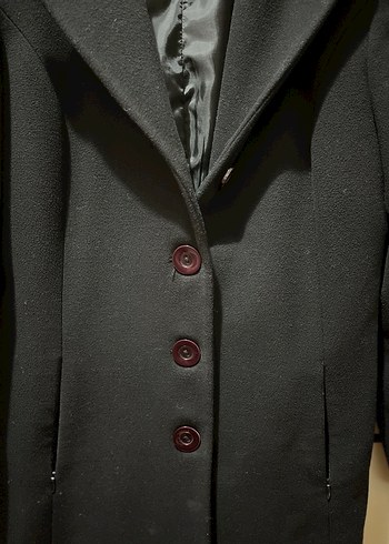 Düğmeli Siyah Uzun Kadın Kaban - Görsel 6