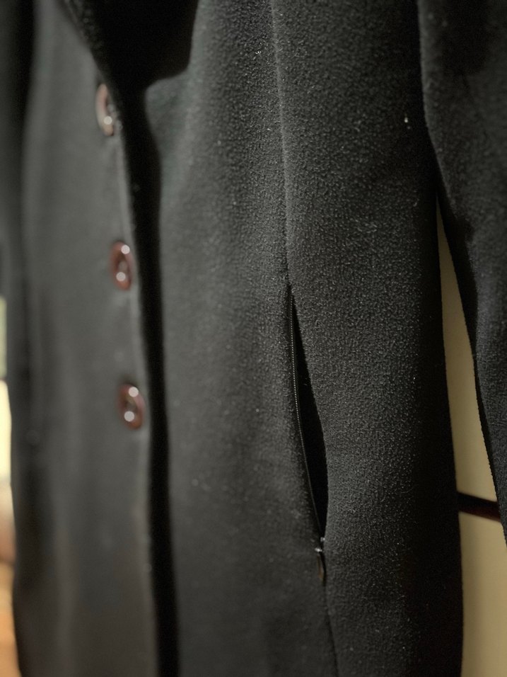 Düğmeli Siyah Uzun Kadın Kaban - Görsel 5