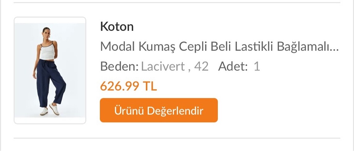 42 Beden lacivert Renk koton modal karışımlı pantolon