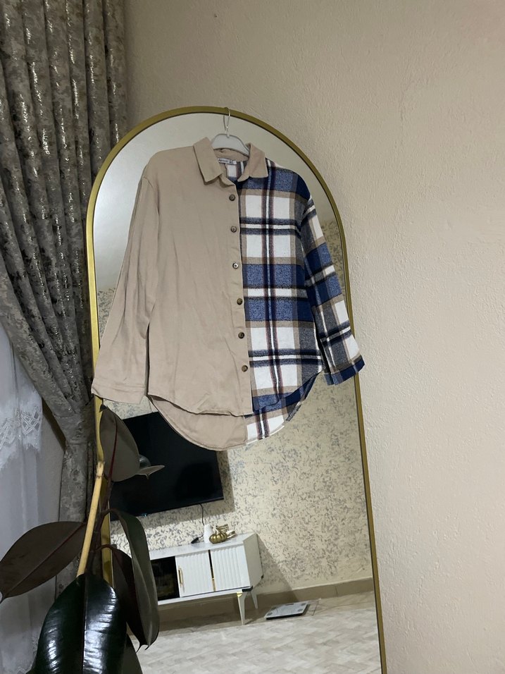 Düğmeli Ekose Desenli Kadın Gömlek - Görsel 2