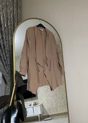 Bej Midi Kadın Keten Ceket - Görsel 2