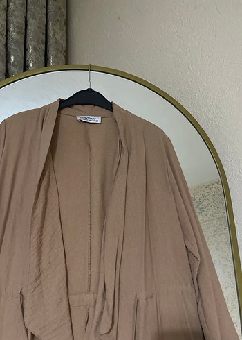 Bej Midi Kadın Keten Ceket - Görsel 3