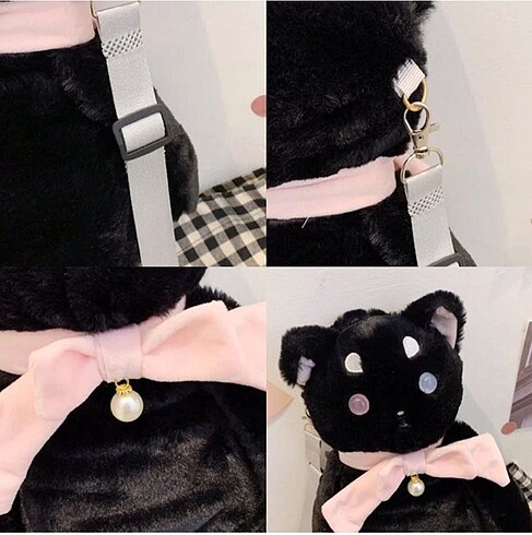  Beden Lolita peluş kedi askılı sırt çantası