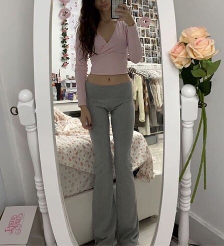 Pretty Ballerinas priscilla brandy melville tarzı ispanyol paça tayt pantolon