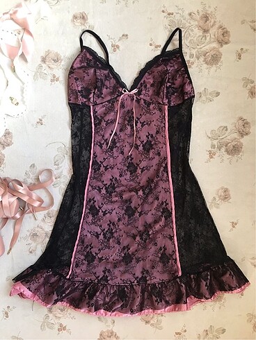 Diğer Lolita siyah pembe babydoll elbise