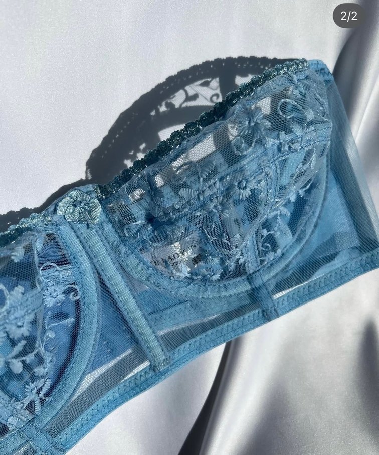Nakışlı Mavi Bohem transparan Sütyen Takımı - Görsel 2