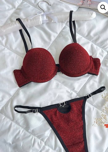 Kırmızı Simli Sütyen Takımı - Görsel 2