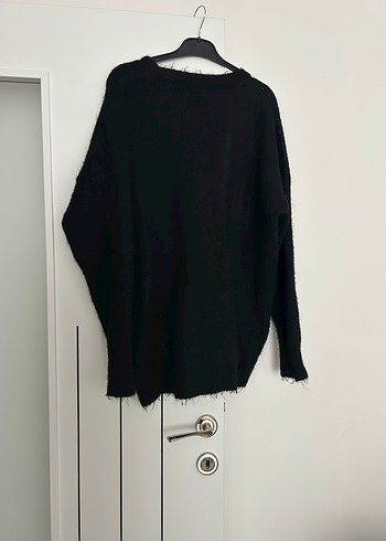 Twist Siyah  tasarım Nakışlı Uzun Örgü Kadın Hırka - Görsel 4