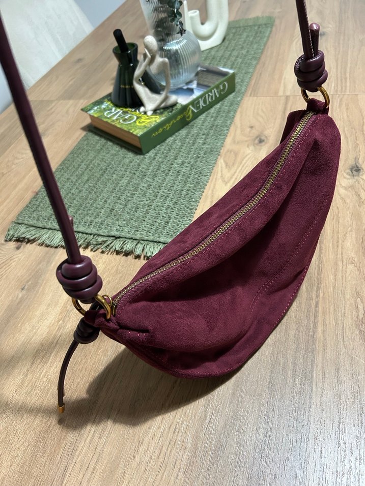 Bordo Süet Bohem Kadın Çanta - Görsel 5