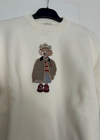 Kadın Beyaz Baskılı Örme kazak - Görsel 2