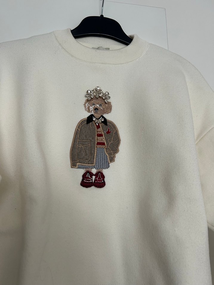 Kadın Beyaz Baskılı Örme kazak - Görsel 2