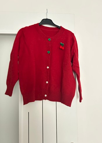 Kırmızı Nakışlı Düğmeli Kadın Hırka - Görsel 2