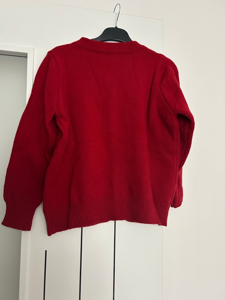 Kırmızı Nakışlı Düğmeli Kadın Hırka - Görsel 4