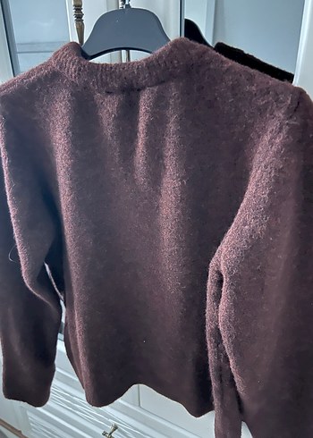 Batik Kahverengi Örgü fular  Yaka Kadın Kazak - Görsel 3