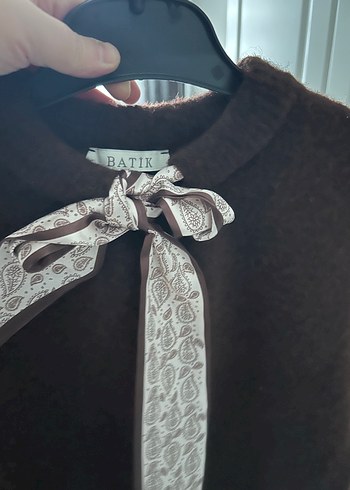 Batik Kahverengi Örgü fular  Yaka Kadın Kazak - Görsel 5