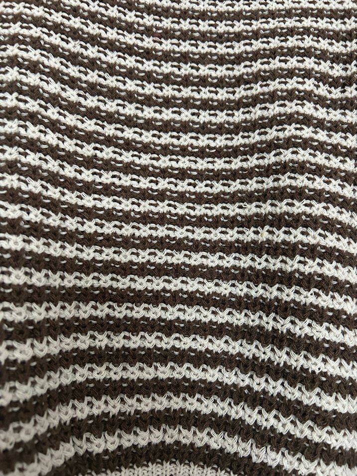 Çizgili Kahverengi Gri Örgü Kadın Kazak - Görsel 3