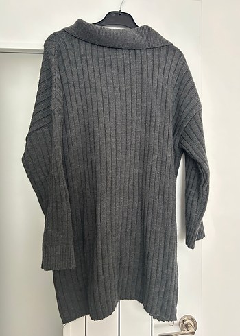 Gri Yarım Fermuarlı Yün Kadın Kazak - Görsel 5