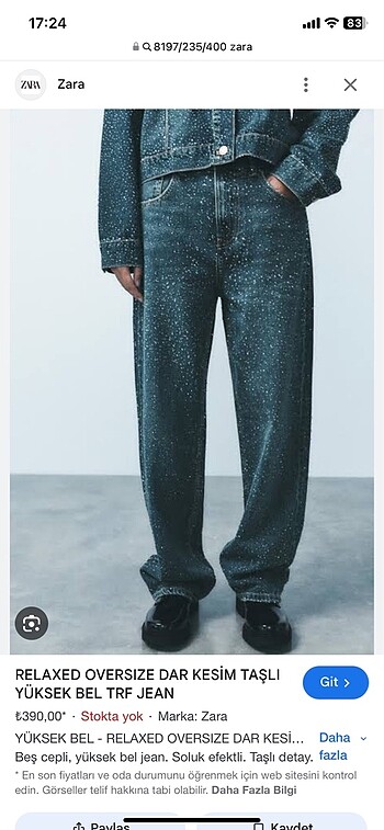 Zara taşlı pantolon