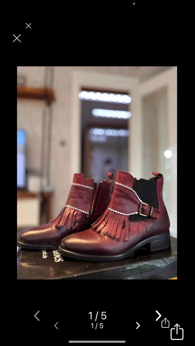 Bordo Deri Bohem Kadın Bot - Görsel 3