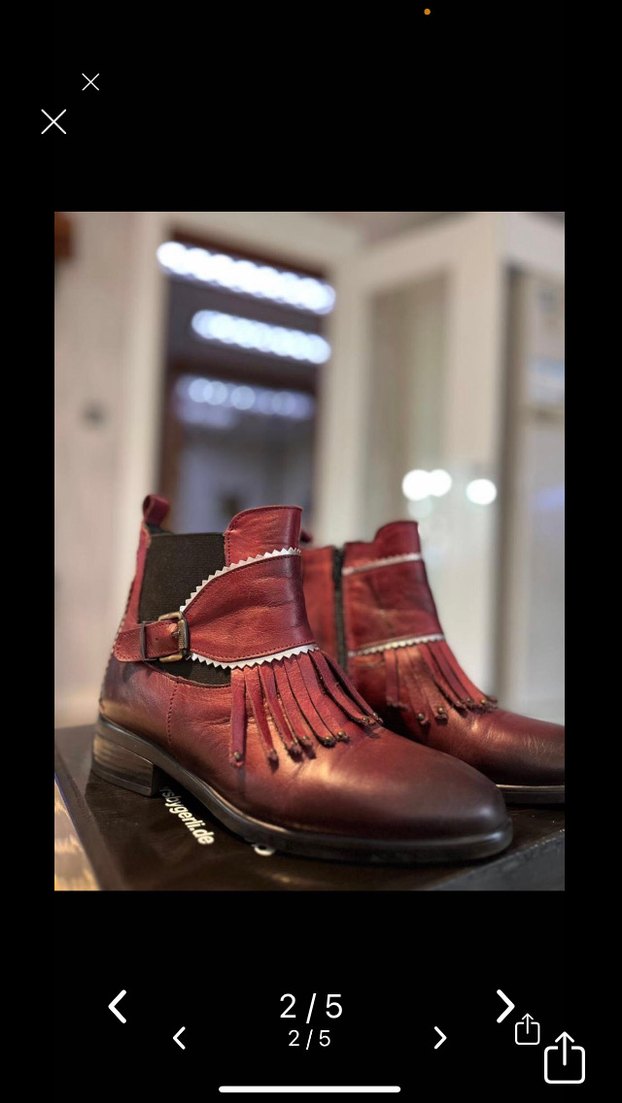 Bordo Deri Bohem Kadın Bot - Görsel 2