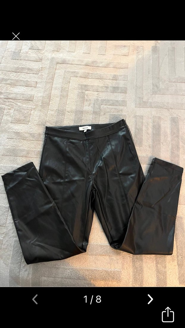 Kadın Siyah Deri Kemerli Midi Pantolon - Görsel 2