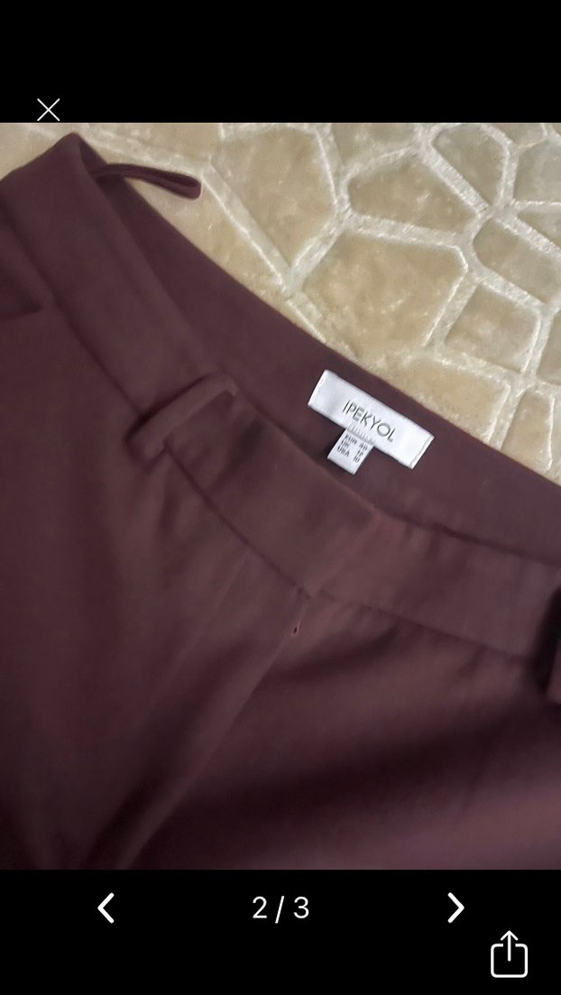 İpekyol Kadın Bordo Kumaş Pantolon - Görsel 3