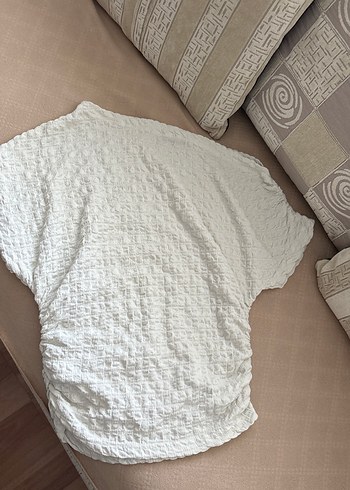 Drapeli Gri Keten Hamile Tişörtü