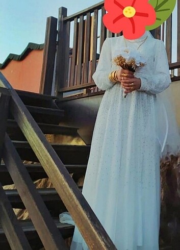 42 Beden Türbanlı nikah elbisesi