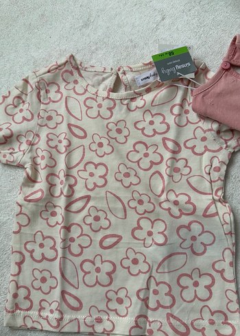 Kız Çocuk Pembe Keten Fırfırlı Tişört - Görsel 2