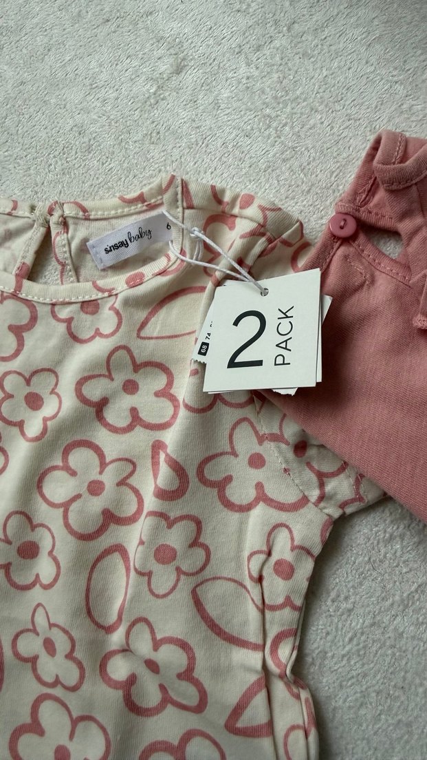 Kız Çocuk Pembe Keten Fırfırlı Tişört - Görsel 3