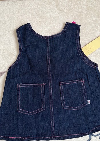 Nakışlı Renkli Kız Kot Elbise - Görsel 3