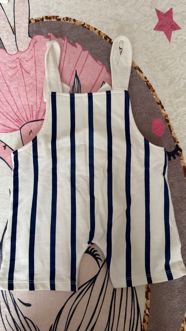 Erkek Çocuk Çizgili Askılı Tulum - Görsel 2