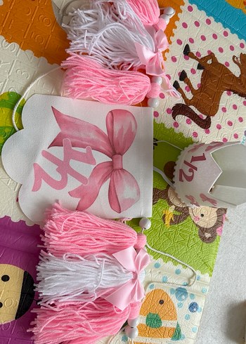 1/2 Doğum Günü Pembe Püskül Süsleme Seti - Görsel 2