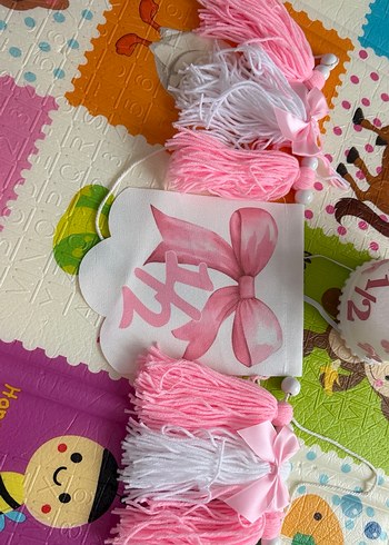 1/2 Doğum Günü Pembe Püskül Süsleme Seti - Görsel 4