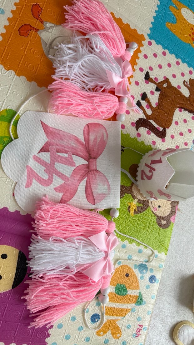 1/2 Doğum Günü Pembe Püskül Süsleme Seti - Görsel 2