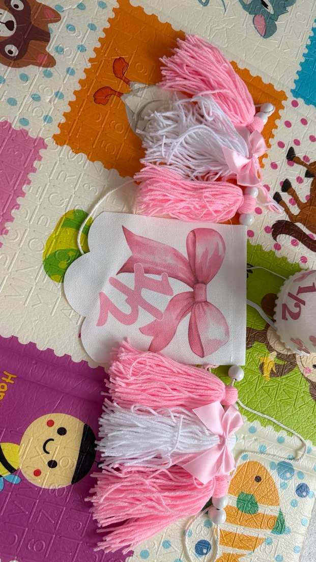 1/2 Doğum Günü Pembe Püskül Süsleme Seti - Görsel 4