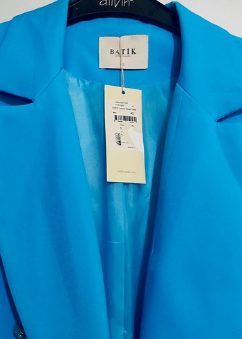 42 Beden Mavi Düğmeli Kadın Blazer Ceket