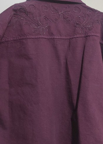 Düğmeli Bordo Nakışlı Kadın Ceket - Görsel 4