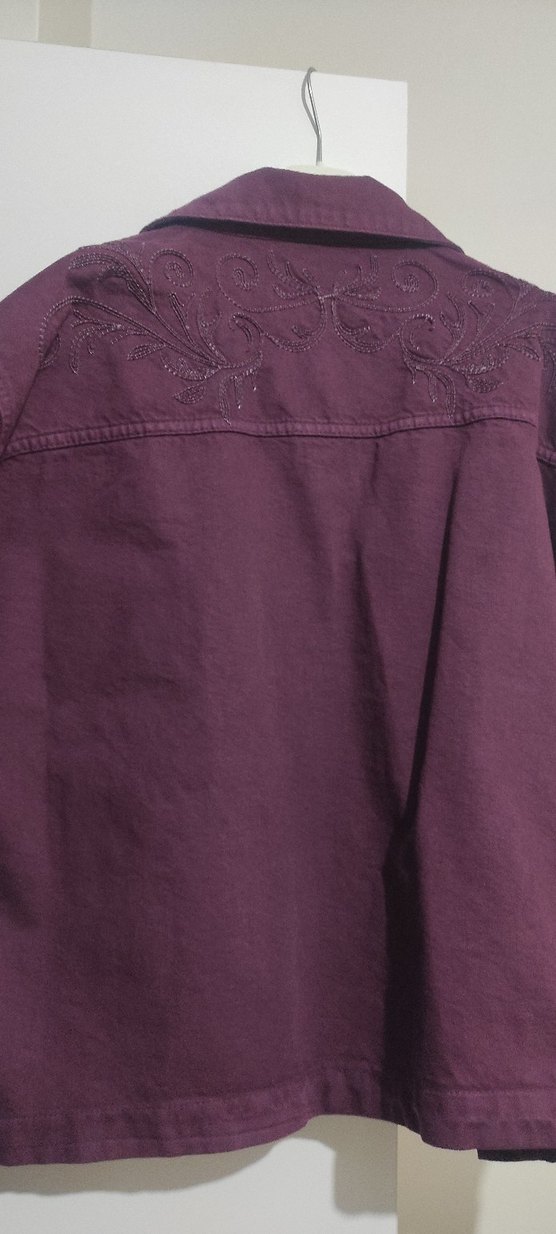 Düğmeli Bordo Nakışlı Kadın Ceket - Görsel 4