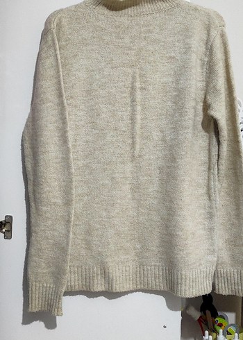 Bej V Yaka Kadın Triko Kazak - Görsel 3