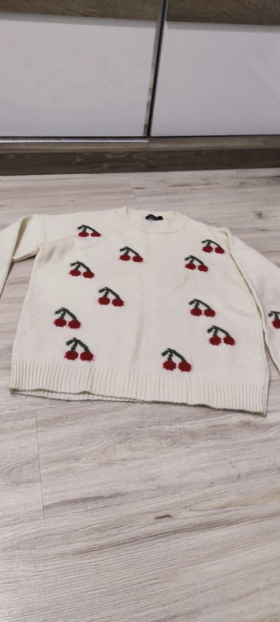 Nakışlı Beyaz Kadın Triko Kazak - Görsel 3