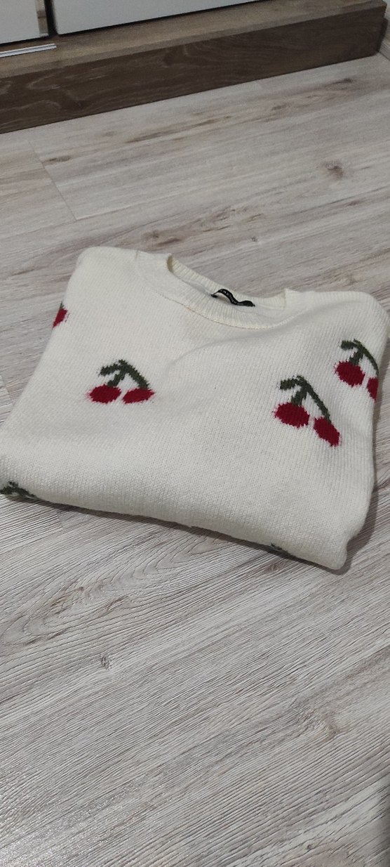 Nakışlı Beyaz Kadın Triko Kazak - Görsel 4