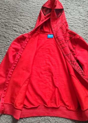 Kırmızı Örümcek Desenli Kapüşonlu Erkek Sweatshirt - Görsel 2