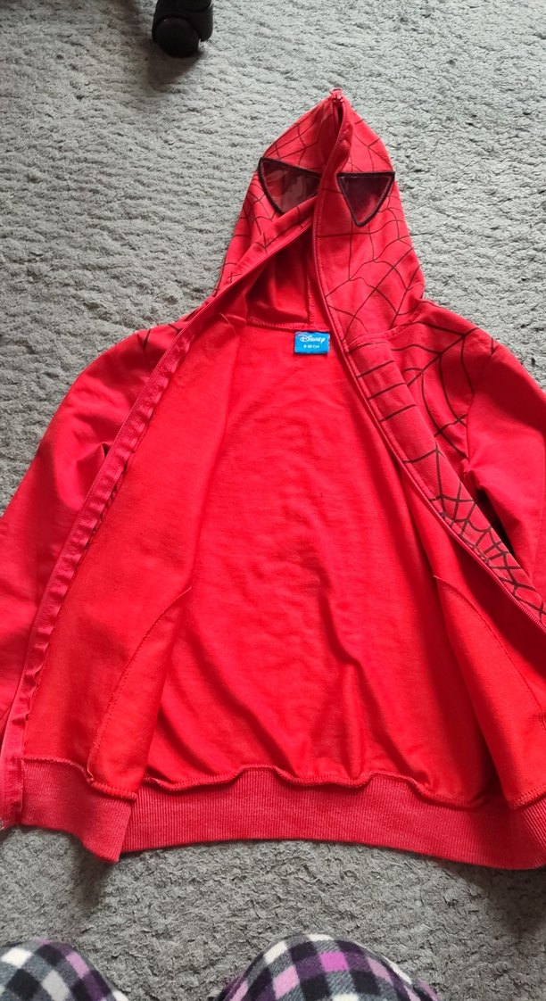 Kırmızı Örümcek Desenli Kapüşonlu Erkek Sweatshirt - Görsel 2