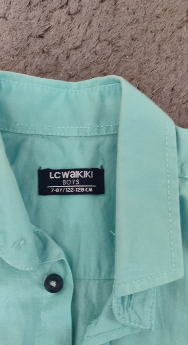 Erkek Çocuk Turkuaz Keten Kısa Kollu Gömlek - Görsel 2