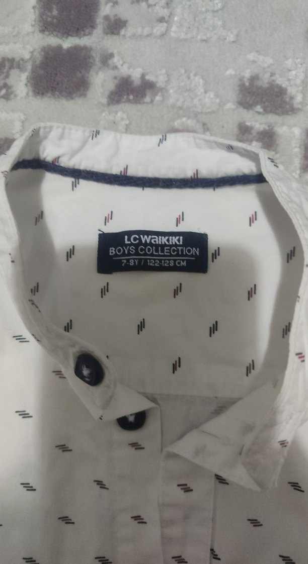 Baskılı Beyaz Erkek Çocuk Kısa Kollu Gömlek - Görsel 2