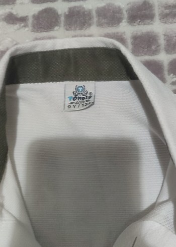 Düğmeli Beyaz Keten Erkek çocuk Gömlek - Görsel 2